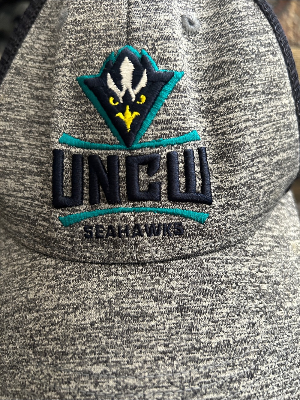 Russell Athletic UNCW Seahawks Gray Teal Navy Hat with Yellow Accent